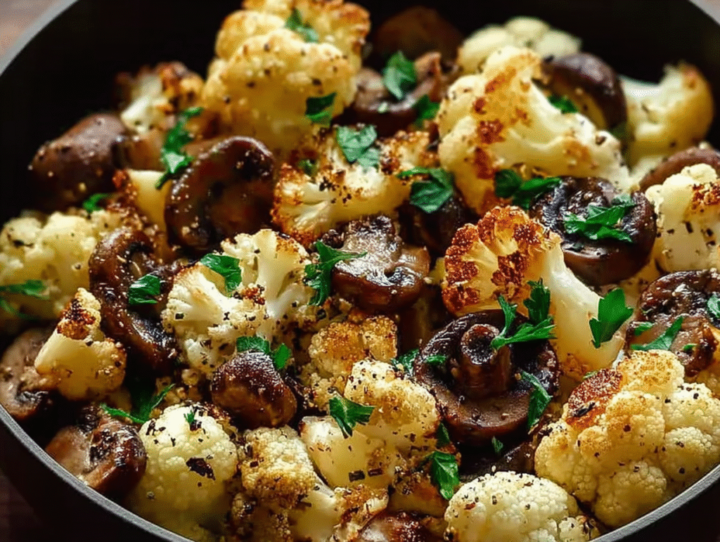 Garlic Cauliflower Mushroom Skillet